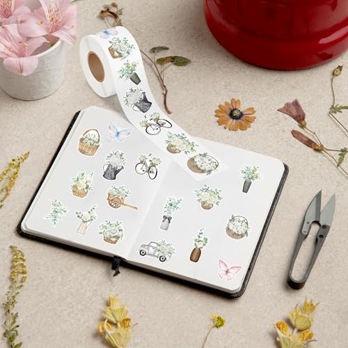 CNhoqc Watercolor Plant Sticker Roll - 1000 Pcs Spring Natural Plant Waterproof Vinyl Reusable Laptop Sticker Self Adhesive Water Bottle Activity Pad Birthday Party Favors Gift Easter Basket Stuffers - style: Watercolor Natural Plant