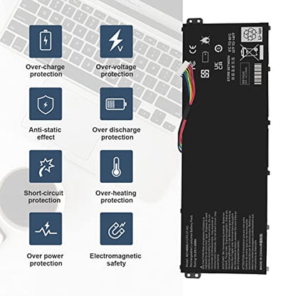 AC14B8K Laptop Battery for Acer Aspire R3-131T R5-471T R5-571T R5-571TG E3-111 E3-112 ES1-511 ES1-512 ES1-531 ES1-520 ES1-111M R7-371T R7-372T V3-111 fits KT.0040G.004, KT0030G.004, 3ICP5/57/80 - size: 11.13*2.15*0.77inch AC14B8K
