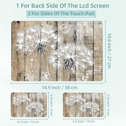 Universal Laptop Skin Decal, 3-Piece Vinyl Protector for 12 13 14 15.6" Notebook, Waterproof Anti-Scratch, Easy Trim & Bubble-Free Finish, Two Dandelions - color: Two Dandelions