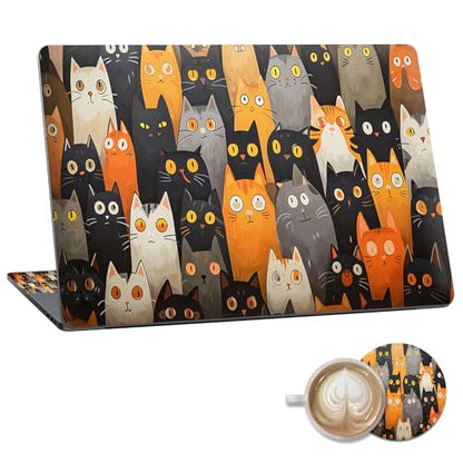 Laptop Skin Sticker Decal 15.6 Inch,12 13 13.3 14 15 15.6 in Laptop Netbook Skins for Notebook,Art Decal Removable Waterproof Scratch Resistant,Universal Vinyl Cover,Cute Cartoon Cat - color: Cute Cartoon Cat