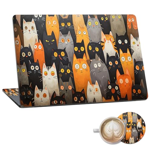 Laptop Skin Sticker Decal 15.6 Inch,12 13 13.3 14 15 15.6 in Laptop Netbook Skins for Notebook,Art Decal Removable Waterproof Scratch Resistant,Universal Vinyl Cover,Cute Cartoon Cat - color: Cute Cartoon Cat