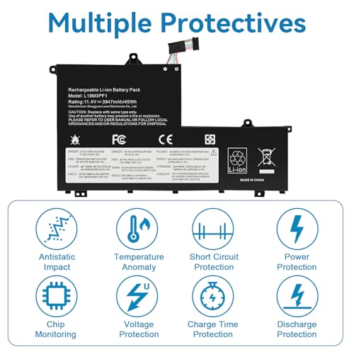 Futurebatt L19M3PF1 Laptop Battery Replacement for Lenovo ThinkBook 15-IML 15-IIL 14-IML 14-IIL Series L19C3PF1 L19D3PF1 L19L3PF1 L19M3PF2 L19C3PF9 L19M3PF9 L19L3PF8 L19D3PF2 - size: L19M3PF1 9.61 6.38 0.67in