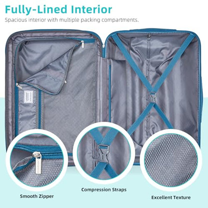 LARVENDER Carry on Luggage Sets 3 Piece, 20 Inch Suitcases, Ocean Breeze | 22x14x9 Airline Approved, Gradient PC+ABS Hardshell, Smooth 360° Wheels, TSA Lock, 3-Piece Set with Color-matched Backpack - color: Ocean Breeze-20BP, size: 3 Piece Set (Backpack/T