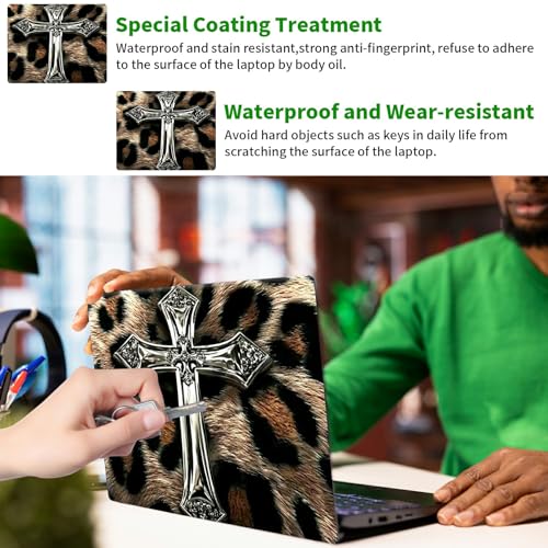 Laptop Skin Sticker Decal, Universal Protective Cover Fit 12 13 14 15.6 Inch Notebook, Reusable Water-Resistant Vinyl Decal w/ 2 Wrist Pads for Business Travel Office, Leopard Print Art - color: Leopard Print Art