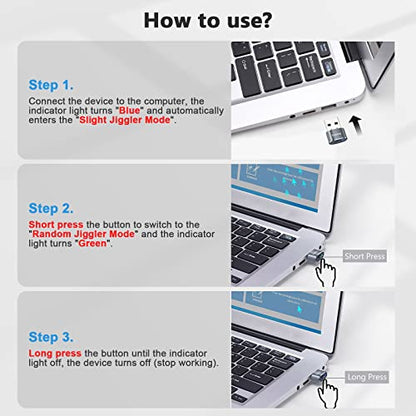 AUEDROT Mouse Jiggler Undetectable Metal USB Mouse Mover with Switch Button, Automatic Mini Mouse Shaker with 2 Jiggle Modes, Plug and Play, Keep Computer/Laptop Awake, Gray, 2 PCS - color: Gray, style: 2 PCS