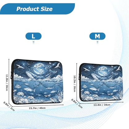 Marine Lifes and Earth Blue 15-16 Inch Quilted Laptop Sleeve Case Soft Notebook Protector Bag Computer Carrying Case - color: Marine Lifes and Earth Blue, size: Large