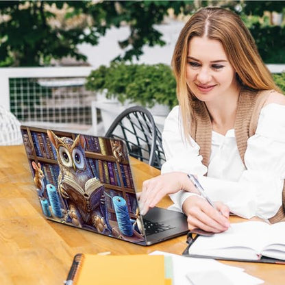 Laptop Skin Sticker Decal, Universal Reusable Vinyl Laptop Cover for 12" 13" 13.3" 14" 15" 15.4" 15.6" Notebook PC, Waterproof Scratch-Resistant with 2 Wrist Pads, Easy to Apply & Remove,Bookshelf Owl - color: Bookshelf Owl