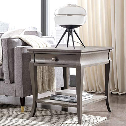 Leick Home 11607-GW Luna One Drawer Side Table and Shelf, Gray Wash - color: Grey