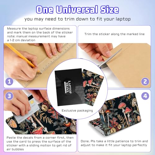 Universal Laptop Skin Sticker Decal, Compatible with MacBook HP Dell Lenovo 12"-15.6", Reusable Vinyl Notebook Cover 3PCS Set, High-Recognition Film-Fantasy Mushroom Plant - color: Fantasy Mushroom Plant