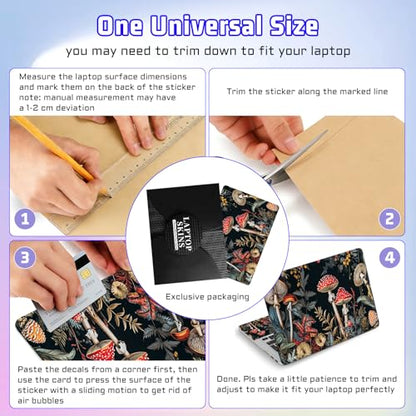 Universal Laptop Skin Sticker Decal, Compatible with MacBook HP Dell Lenovo 12"-15.6", Reusable Vinyl Notebook Cover 3PCS Set, High-Recognition Film-Fantasy Mushroom Plant - color: Fantasy Mushroom Plant