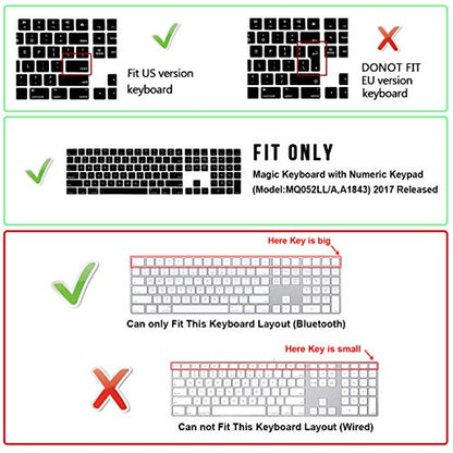 Silicone Keyboard Cover Skin for Mac Wireless Magic Keyboard with Numeric Keypad MQ052LL/A(Model: A1843) 2017/2018,Cute Print,US Layout,Bohemian Green - color: Bohemian Green