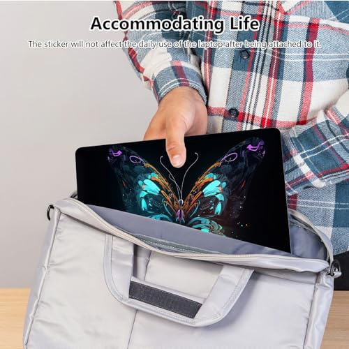 Universal Laptop Skin Sticker with 2 Wrist Pad Skins, Waterproof Scratch Resistant Vinyl Laptop Cover Decal, Cut to Fit for 11–15.6 Inch MacBook HP Dell Lenovo, Art Color Butterfly - color: Art Color Butterfly