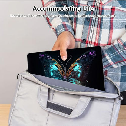 Universal Laptop Skin Sticker with 2 Wrist Pad Skins, Waterproof Scratch Resistant Vinyl Laptop Cover Decal, Cut to Fit for 11–15.6 Inch MacBook HP Dell Lenovo, Art Color Butterfly - color: Art Color Butterfly
