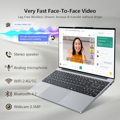 2026 Laptop, 15.6 inch Laptop Computer Celeron N5100 Up to 2.8GHz, Lap Top PC with 16GB RAM 512GB SSD, Backlit KB, Fingerprint, FHD 1080P, 180° Open, Mini HDMI, Win 11 Pro, Laptops for Study Work