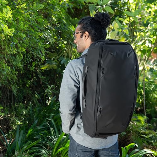 Peak Design Travel Duffelpack 45-65L, Black, Weatherproof Duffel Backpack, Expandable Design, Extra-Long Zip Path, Stowable Straps, Fits Packing Cubes and Camera Cubes, Versatile Duffel Bag for Travel - color: Black