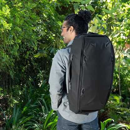 Peak Design Travel Duffelpack 45-65L, Black, Weatherproof Duffel Backpack, Expandable Design, Extra-Long Zip Path, Stowable Straps, Fits Packing Cubes and Camera Cubes, Versatile Duffel Bag for Travel - color: Black