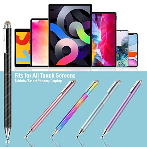 Capacitive Stylus Pen, 4-in-1 High Sensitivity and Precision Touch Screen Stylus Clear Disc Tip,Black Rubber Tip &Mesh Fiber Tip Compatible with Universal Touch Screen Device,Black - color: Black