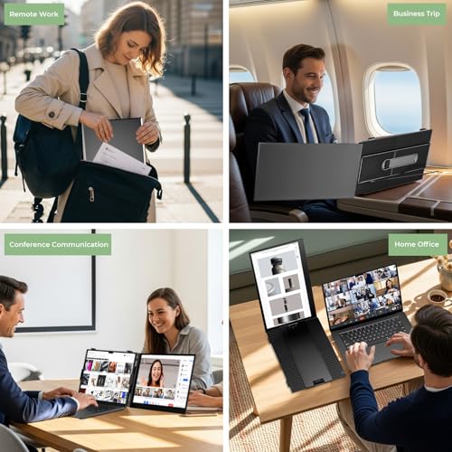 ZUMWALT Laptop Screen Extender, 14" FHD 1080P Dual Portable Monitor for Laptop, Ultra-Thin Travel Monitor Extender Fit 13”-17.3”, Plug and Play Compatible with Windows/Mac/Android/Chrome/Switch - style: 14" Dual Screen