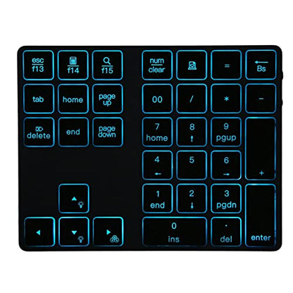 EBTOOLS Bluetooth Number Pad, Rechargeable 34 Key Numeric Keypad with 7 Color Backlit, Mini External Keyboard, Complement to Laptop, for OS