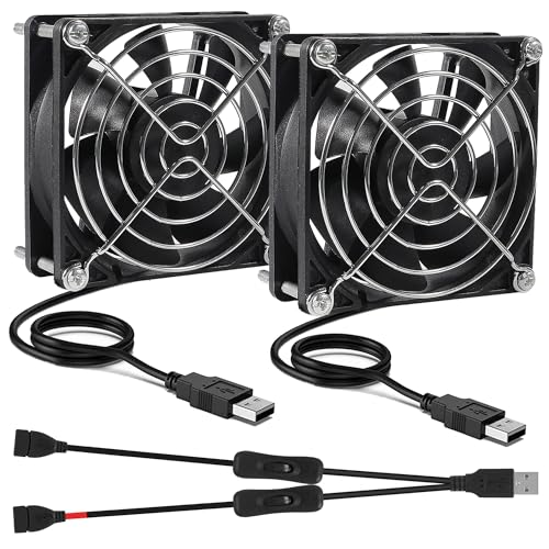 2pcs Quiet 80mm USB Fan 5V 8025 80x25mm Portable Cooling Fan with ON/Off Switch for PC Computer Case Receiver DVR PlayStation TV Box CPU Coolers Radiators