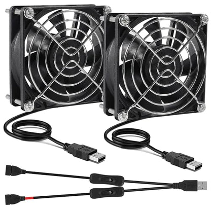 2pcs Quiet 80mm USB Fan 5V 8025 80x25mm Portable Cooling Fan with ON/Off Switch for PC Computer Case Receiver DVR PlayStation TV Box CPU Coolers Radiators