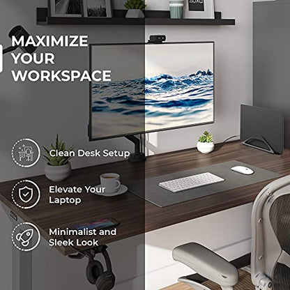HumanCentric Vertical Laptop Stand for Desks in Matte Black, Upright Adjustable Holder to Dock Apple MacBook Stand, and Other Laptops to Organize Work & Home Office, Automatic Grip - color: Black