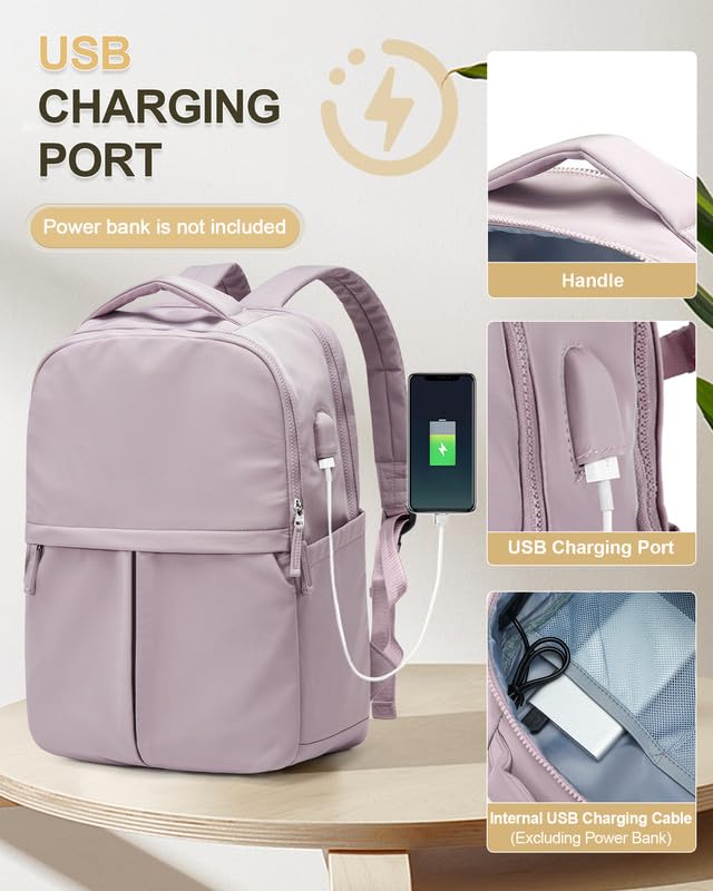 Laptop Work Backpack for Women - 15.6 Inch Laptop Compartment, Lightweight Waterproof Large Travel Backpack for College, Nurse & Teacher, Purple - color: Model a Purple