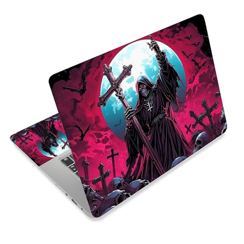 Aesthetic Laptop Skin Cover,12-15.6 Inch Universal Vinyl Sticker Decal,Waterproof Scratch-Resistant Notebook Wrap,Removable Residue-Free Protector,Grim Reaper Moon - color: Grim Reaper Moon