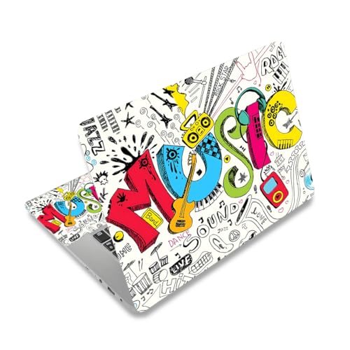 Laptop Decal Sticker Skin Cover, 12" 13.1" 13.3" 14" 15" 15.4" 15.6" Laptop Netbook Vinyl Art Skin Sticker Cover Notebook PC Protector (2 Wrist Pad Included), Removable Reusable, Creativity Music - color: Creativity Music