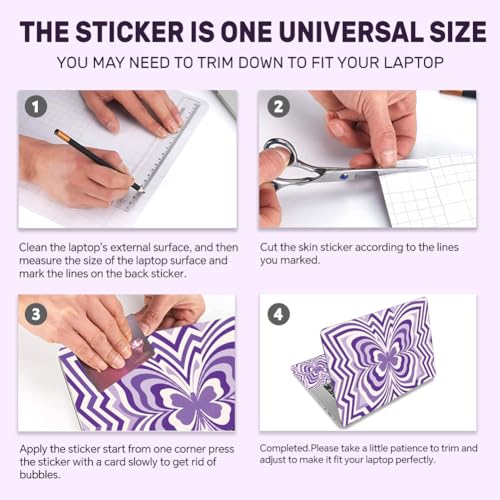 3Pcs Laptop Skin Sticker Decal Purple Butterfly PVC Laptop Sticker Fits for 12-16 Inch Notebook Waterproof Scratch Proof Universal Notebook PC Personalized Protector Gift - style: radioactive butterfly