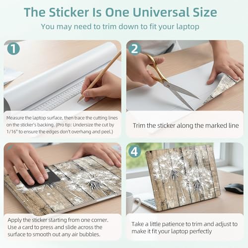 Universal Laptop Skin Decal, 3-Piece Vinyl Protector for 12 13 14 15.6" Notebook, Waterproof Anti-Scratch, Easy Trim & Bubble-Free Finish, Two Dandelions - color: Two Dandelions