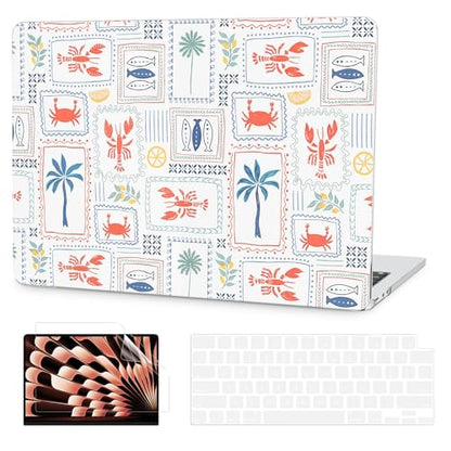 G JGOO Compatible with MacBook Air 13 inch Case 2026 2025-2022 M5 A3449 M4 A3240 M3 A3113 M2 A2681, Plastic Hard Shell for MacBook Air 13.6 inch Case+Keyboard Cover+Screen Protector, Lobster - color: Lobster