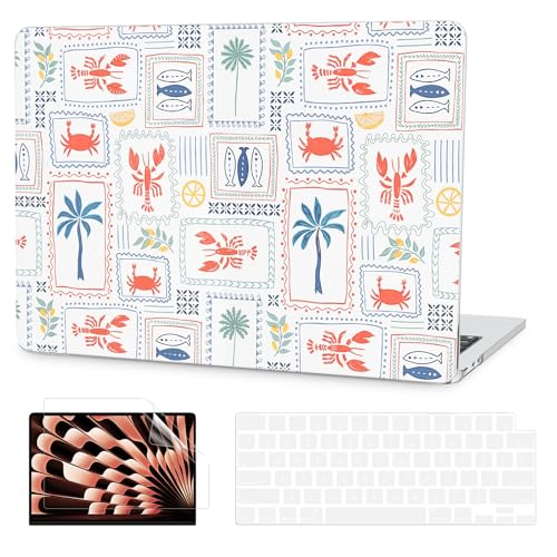 G JGOO Compatible with MacBook Air 13 inch Case 2026 2025-2022 M5 A3449 M4 A3240 M3 A3113 M2 A2681, Plastic Hard Shell for MacBook Air 13.6 inch Case+Keyboard Cover+Screen Protector, Lobster - color: Lobster