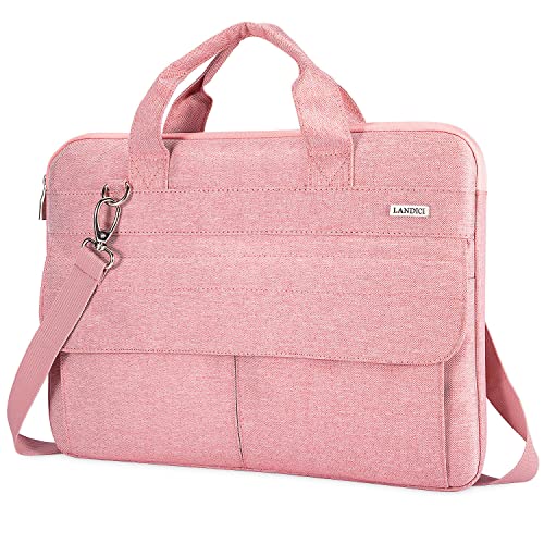 LANDICI Laptop Bag Case 17 17.3 inch for Women, Waterproof Computer Cover Bag Compatible with MacBook 17, 17-18 Inch HP Acer Dell ASUS Laptop, Slim Briefcase with Shoulder Strap, Pink - color: Pink, size: 17-17.3 Inch