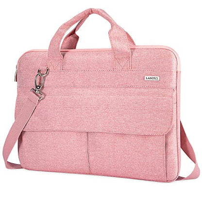 LANDICI Laptop Bag Case 17 17.3 inch for Women, Waterproof Computer Cover Bag Compatible with MacBook 17, 17-18 Inch HP Acer Dell ASUS Laptop, Slim Briefcase with Shoulder Strap, Pink - color: Pink, size: 17-17.3 Inch