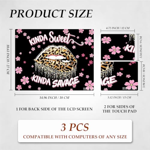 12.1-15.6 Inch Universal Reusable Laptop Skin Sticker Decal, Waterproof Removable Protector for Notebook Cover, Scratch-Resistant Vinyl Cuttable Full Wrap Sticker, Leopard Lips Pink Cherry Blossoms - color: Leopard Lips Pink Cherry Blossoms