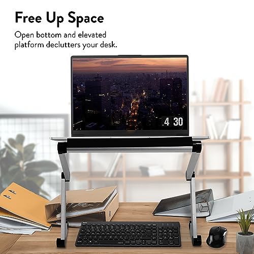 Uncaged Ergonomics Adjustable Book Holder, Tablet & Laptop Stand, Aluminum Portable Reading Stand for Textbooks & Cookbooks, Recipe Holder for Kitchen Counter, Silver - color: Silver