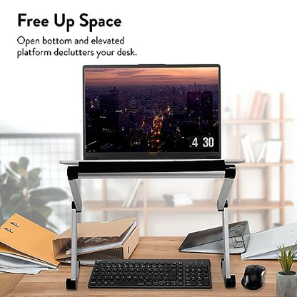 Uncaged Ergonomics Adjustable Book Holder, Tablet & Laptop Stand, Aluminum Portable Reading Stand for Textbooks & Cookbooks, Recipe Holder for Kitchen Counter, Silver - color: Silver