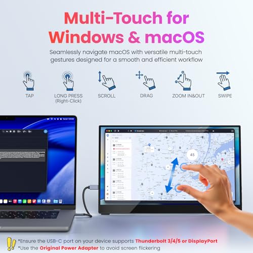 Upperizon Portable Monitor 15.6 inch FHD 90% sRGB 60Hz HDR HDMI USB-C Travel Monitor for Laptop MacBook PC Surface PS5 Xbox, External Display with Kickstand & Speakers, VESA Compatible - size: 15.6