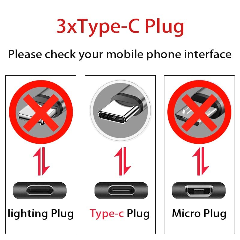 GELRHONR 2Pack USB C Splitter Cable, 3 in 1 USB C Multi Charging Cable, Nylon Braided 5A Fast Charge Cord, Compatible with Mobile/Android and More (2 Pack 7.8inch) - size: 2 Pack 7.8inch