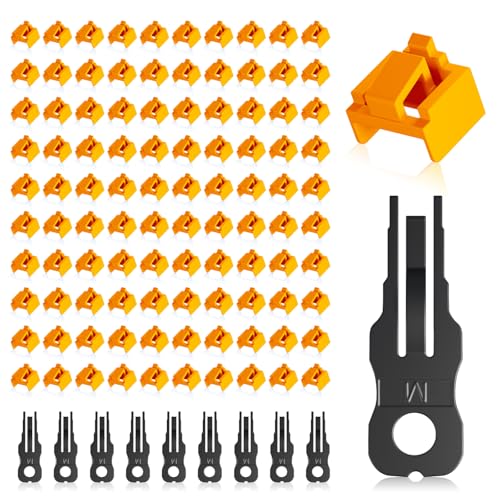 100 Pcs RJ45 Port Lock with 10 Key, LockingR.45 PortDust Blocker, Rw45 Dust Cover Cap FemalePort Plugs Protector, Compatile RJ45 Port Devices, Orange - color: Orange, size: 100-Pack