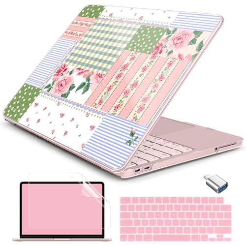 Batianda Case for MacBook Neo 13 Inch 2026 Model A3404, Chic Patchwork | 4-in-1 Laptop Accessories Bundle with Rose Patchwork Art, Ultra Slim Hard Shell for Girls, Students and Preppy Style Users - color: Chic Patchwork