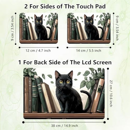 Laptop Skin Sticker Decal, Universal Reusable Vinyl Laptop Cover for 12" 13" 13.3" 14" 15" 15.4" 15.6" Notebook PC, Waterproof Scratch-Resistant with 2 Wrist Pads, Easy to Apply & Remove,Cat Bookshelf - color: Cat Bookshelf
