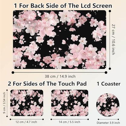 Laptop Skin Sticker Decal 15.6 Inch,12 13 13.3 14 15 15.6 in Laptop Netbook Skins for Notebook,Art Decal Removable Waterproof Scratch Resistant,Universal Vinyl Cover,Cherry Blossom Black - color: Cherry Blossom Black
