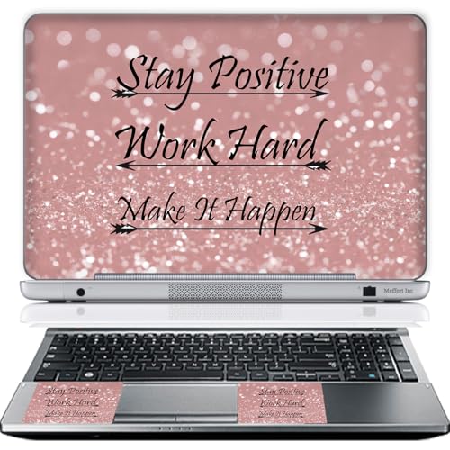 11.6 12 Inch Laptop Skin Sticker Cover Premium Sticker Cover Art Decal Decorative (Included 2 Wrist Pad Skins) - Pink Stay Positive - color: 3700, size: 12 Inch