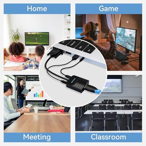 VENTION VGA to HDMI 3.3FT - 1080P Video Dongle Adaptador VGA Converter with Audio Cable and Micro USB Cable, Male to Female for PC,Monitor HDTV (Note: Not Bi-Directional) - color: 3.3FT