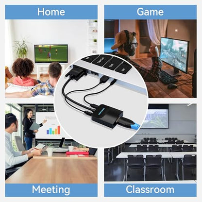 VENTION VGA to HDMI 3.3FT - 1080P Video Dongle Adaptador VGA Converter with Audio Cable and Micro USB Cable, Male to Female for PC,Monitor HDTV (Note: Not Bi-Directional) - color: 3.3FT