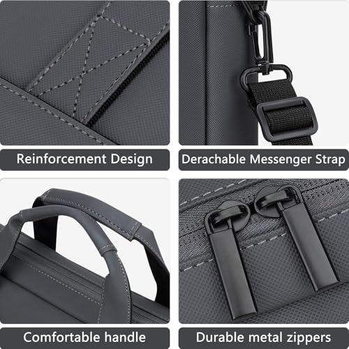 15.6 16 inch Laptop Carrying Shoulder Bag Waterproof Briefcase Compatible with MacBook Acer ASUS HP Surface Dell Chromebook, Gray - color: Gray, size: 15.6"-16"