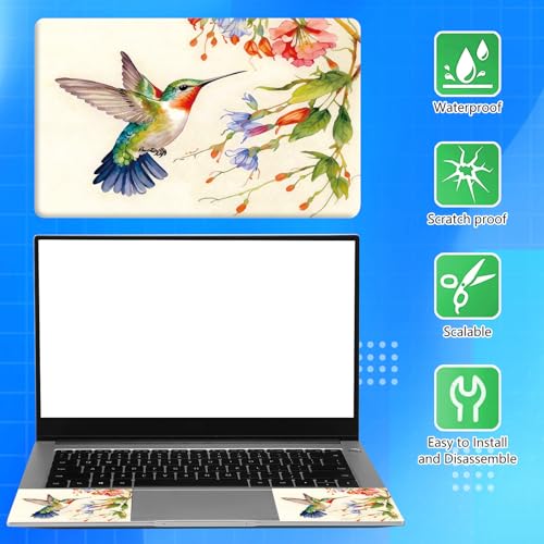 Universal Laptop Skin Sticker Decal for 11.6”12" 13" 13.3" 14" 15" 15.4" 15.6" Reusable Waterproof Scratch-Scratch Resistant Protective Vinyl Laptop Notebook Skin Stickers - Hummingbird Flower - color: Hummingbird Flower