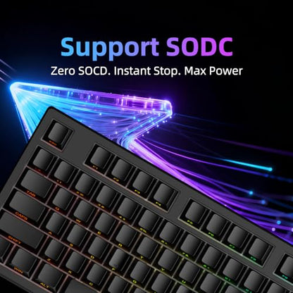 IROK FE87 V2 Wired Mechanical Keyboard, 8KHZ Polling Rate, Support SODC/Latency As 0.125MS, Hot Swappable, ARGB Backlit Gaming Keyboard (Black/Crystal Snow Switch) - color: black, size: Crystal Snow Switch